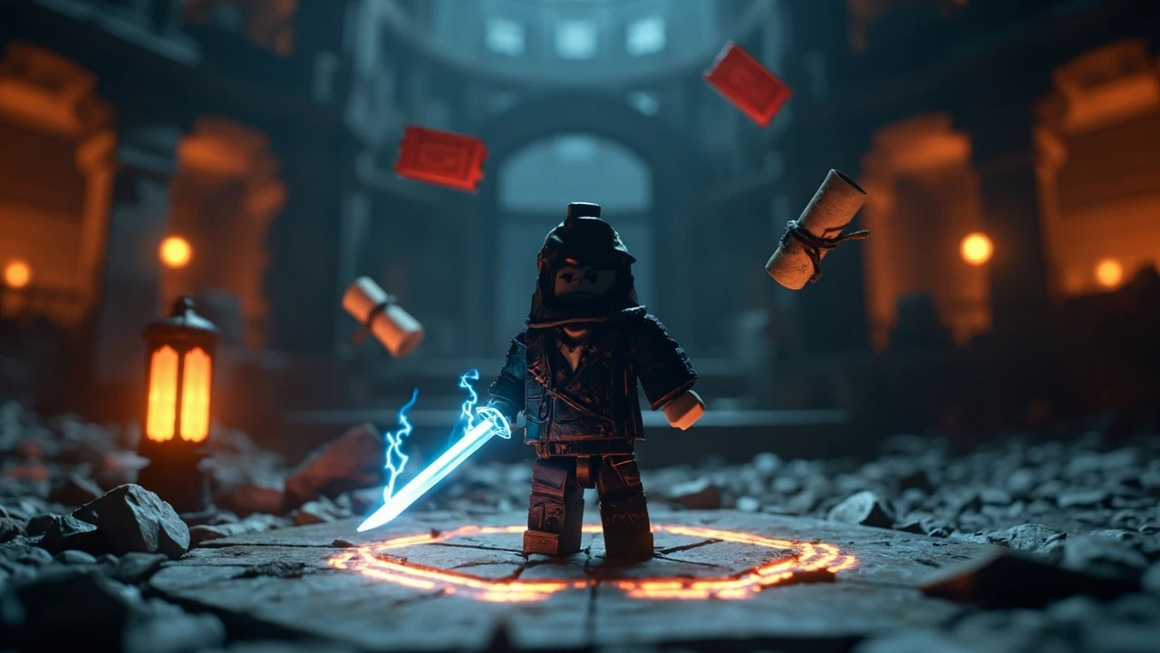 Roblox character standing in a dark anime arena for Solo Hunter codes